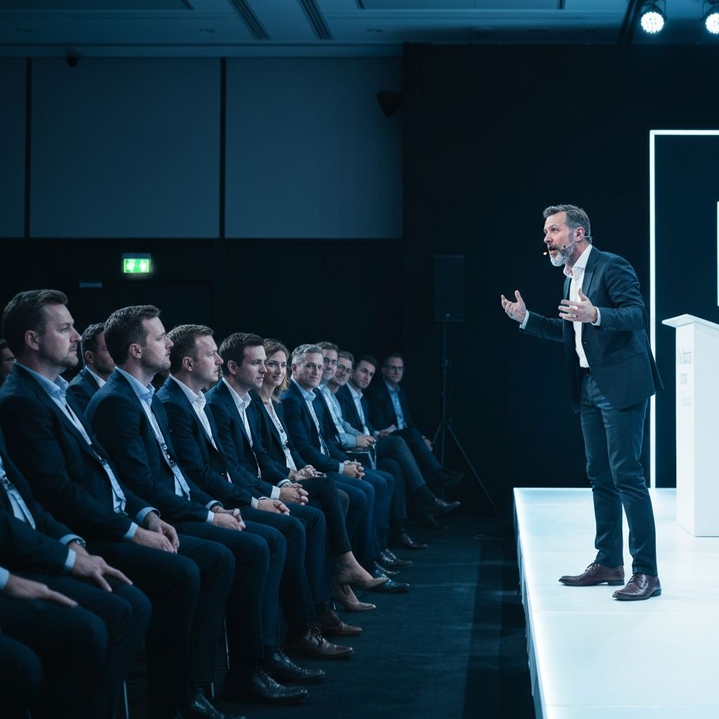 Konferenz mit Redner auf Bühne
